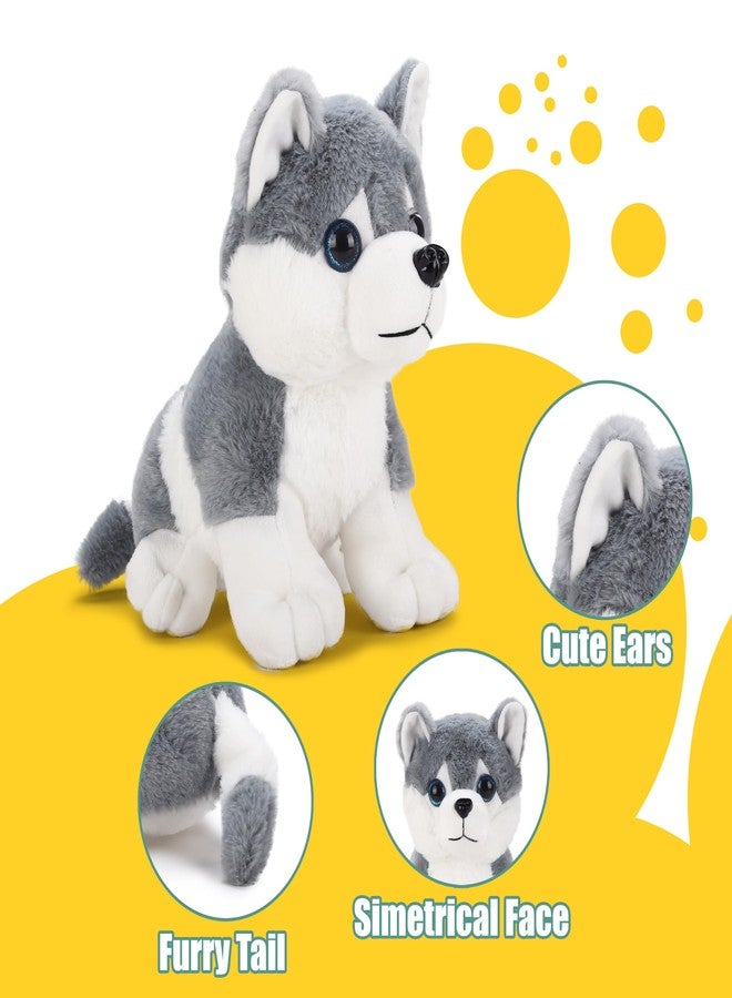 VK15 COLLECTION Plush Husky Dog Soft Toys for Kids, Stuffed Animal with Blue Eyes, Fluffy Toy, 30 CM - Image 4